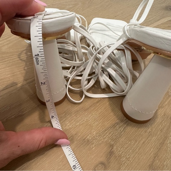 Lulus Zindy White Lace-up High Heel Sandals Womens 6.5 Wedding Formal Bride Bach - Picture 12 of 13